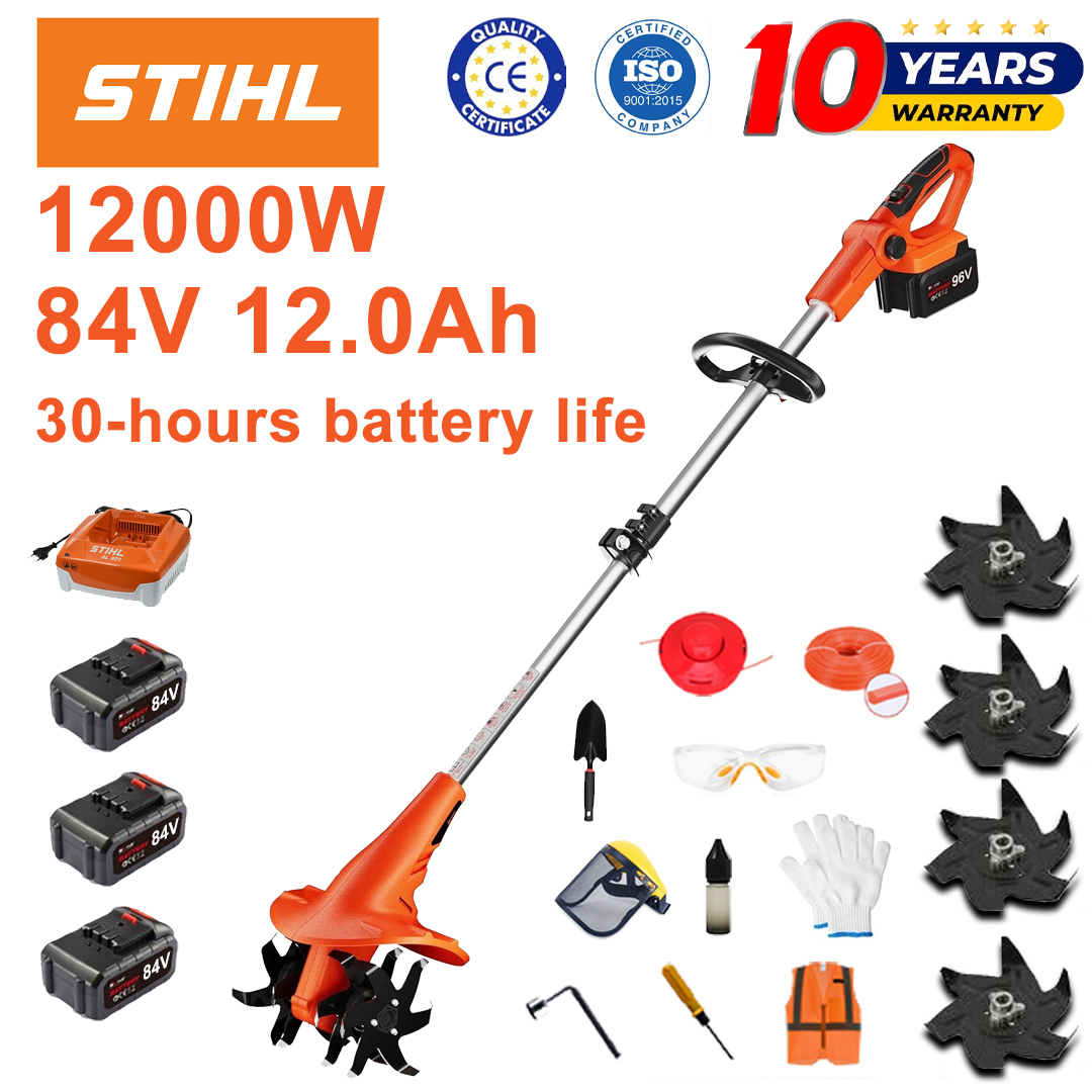 (Výdrž baterie: 30 hodin) Pluh 12000W + lithiová baterie 84V 12,0Ah *3 + rychlonabíječka *1 + lopata *1 + radlice pluhu *4 + řezací kotouč *1 + řezací lano *1 + různé příslušenství